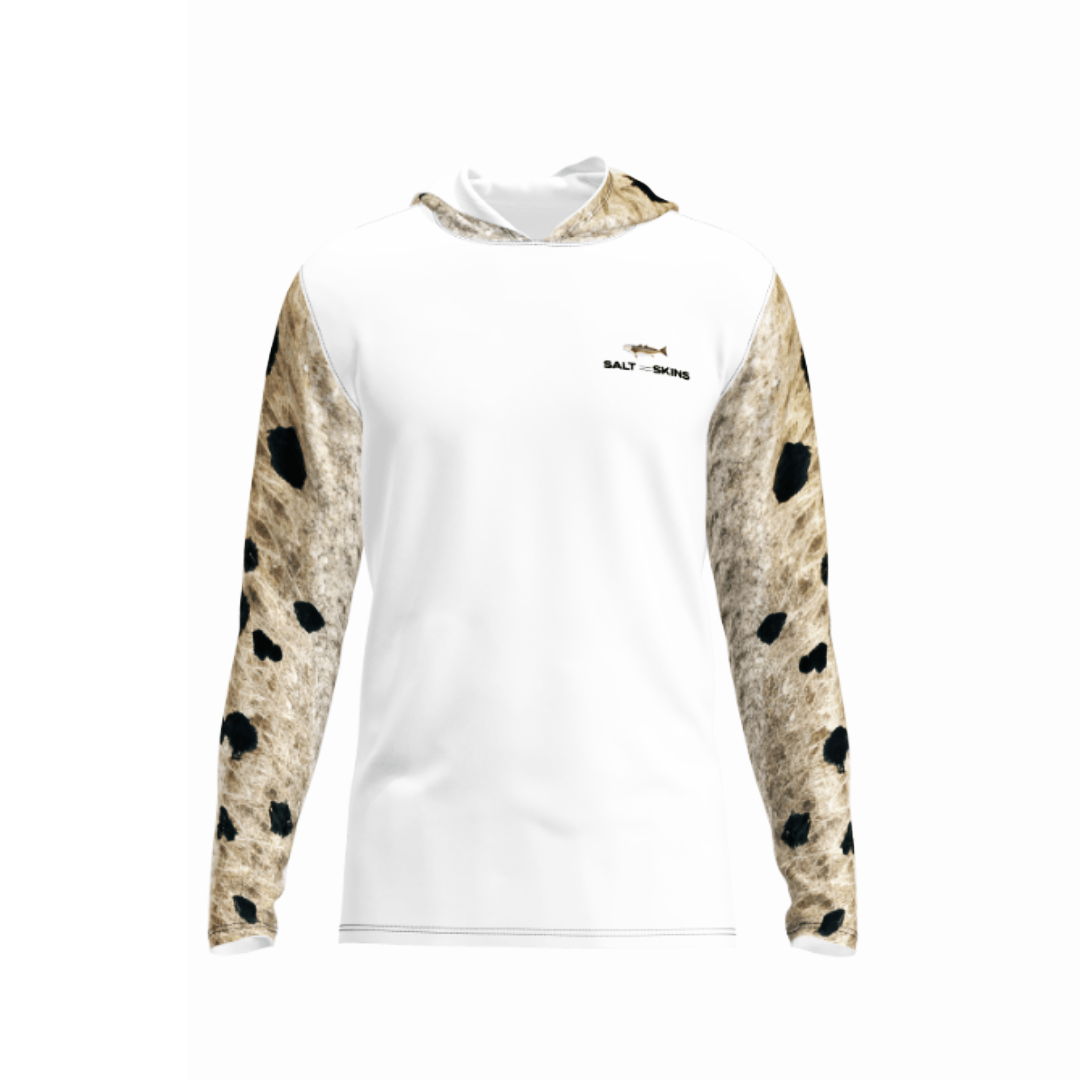 Salt Skins Men's Performance Hoodie Sandstone / S Redfish "Grey" Men's Long Sleeve Performance Fishing Shirt