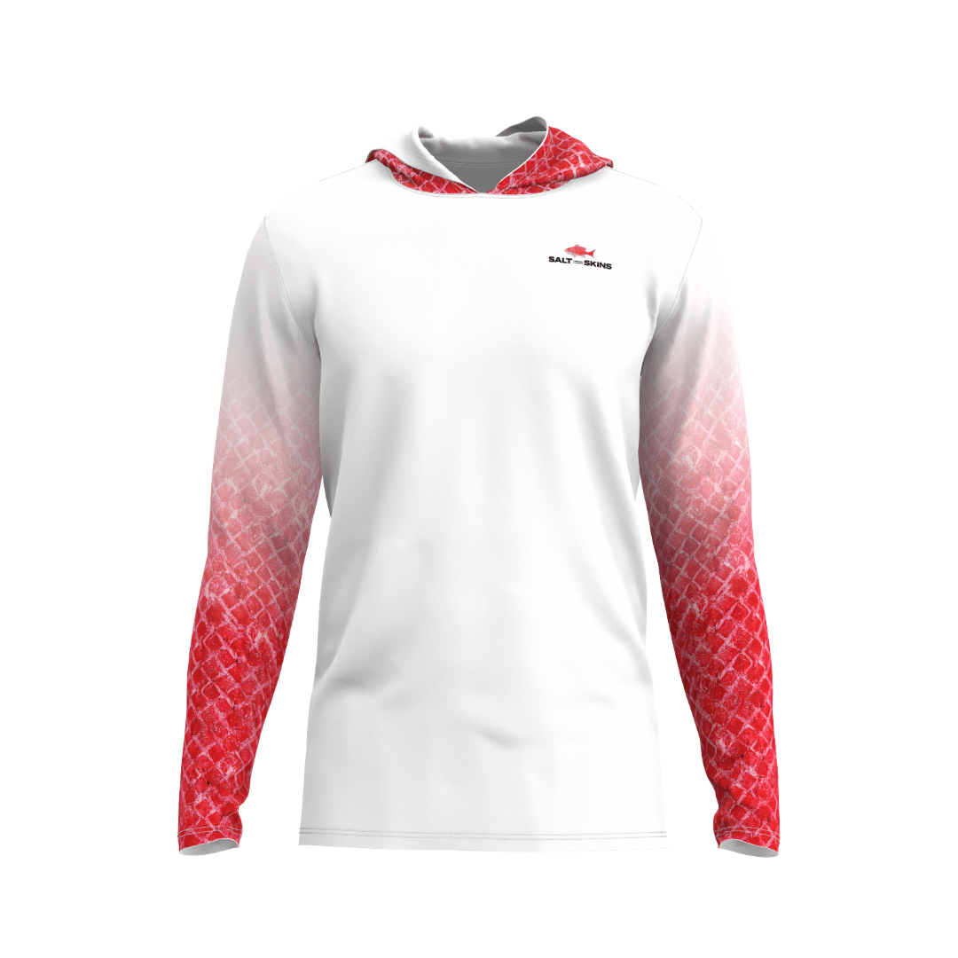 Salt Skins Men's Performance Hoodie Snapper Illustration Men's Long Sleeve Performance Fishing Shirt