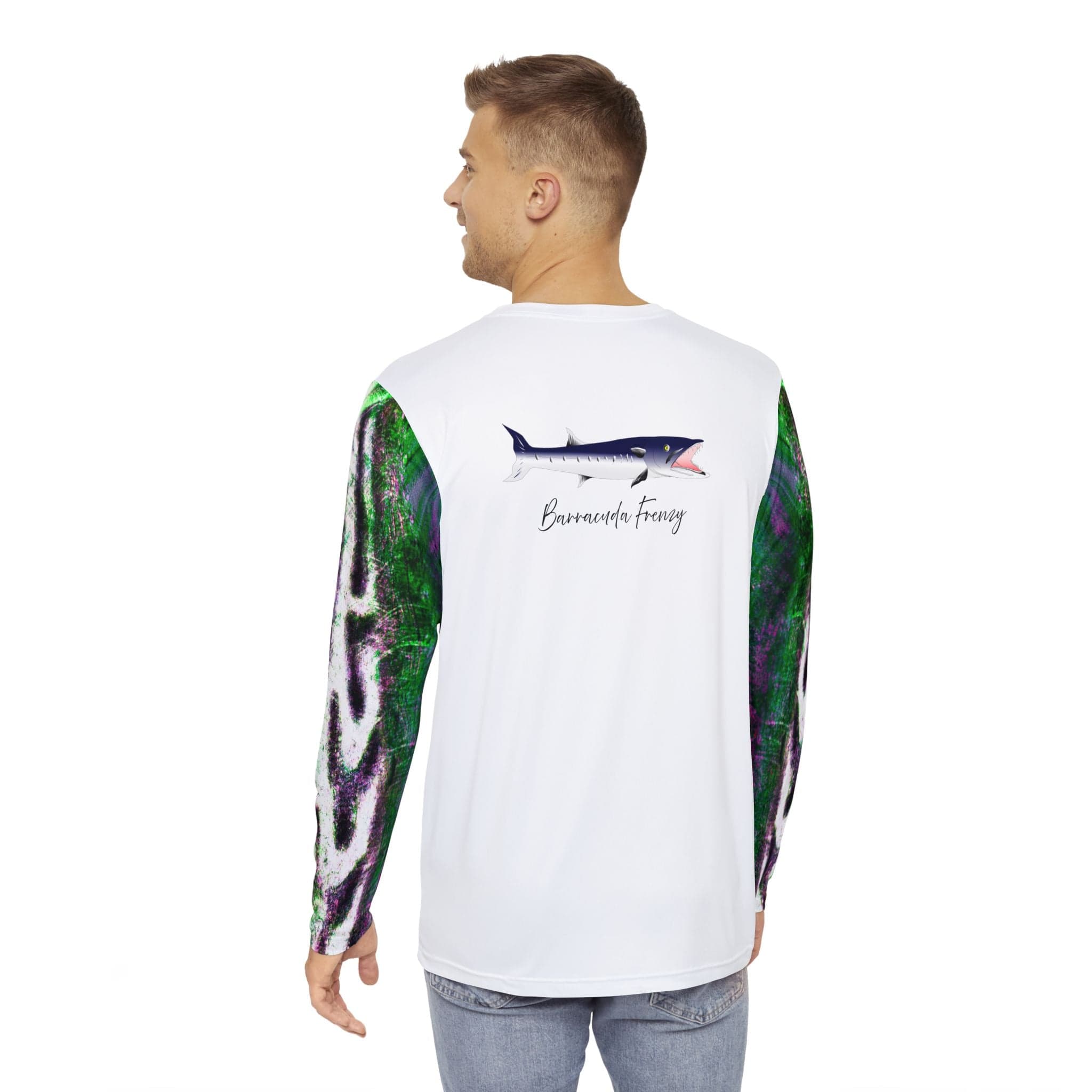 Salt Skins Men's Performance Shirt Barracuda Long Sleeve Men's Shirt Fishing Performance Green