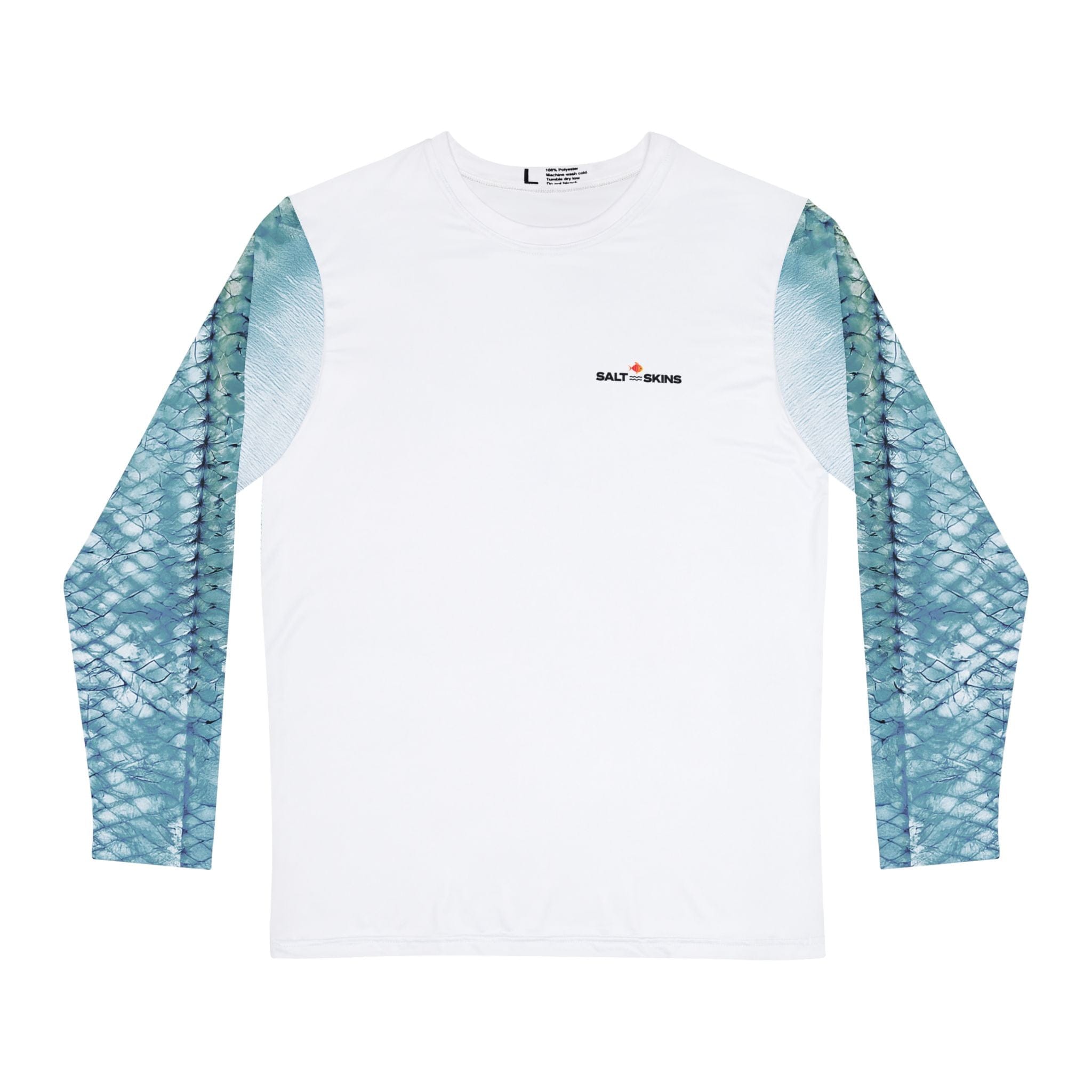 Salt Skins Men's Performance Shirt Live Bait Needed Long Sleeve Men's Fishing Shirt Steel Blue