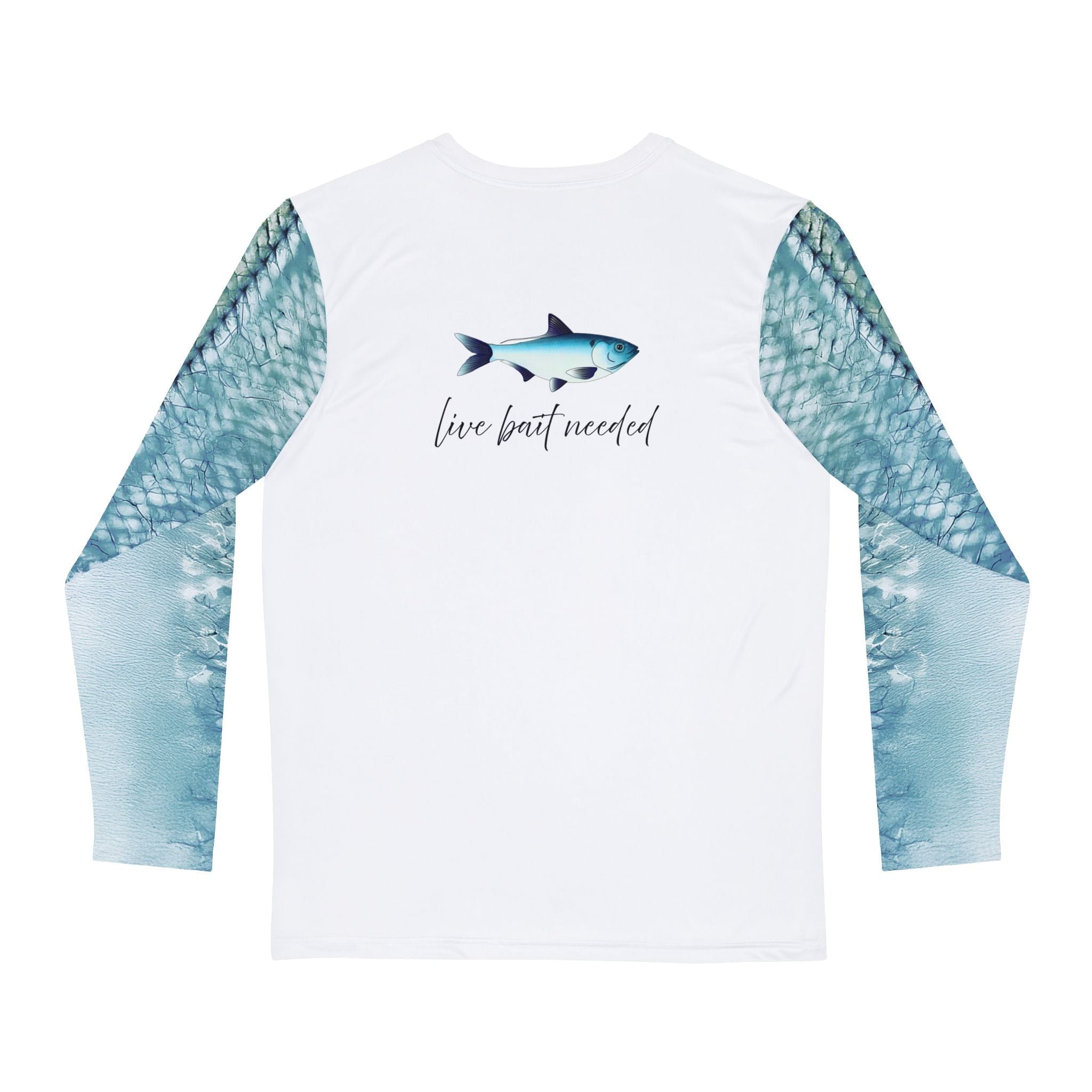 Salt Skins Men's Performance Shirt Live Bait Needed Long Sleeve Men's Fishing Shirt Steel Blue