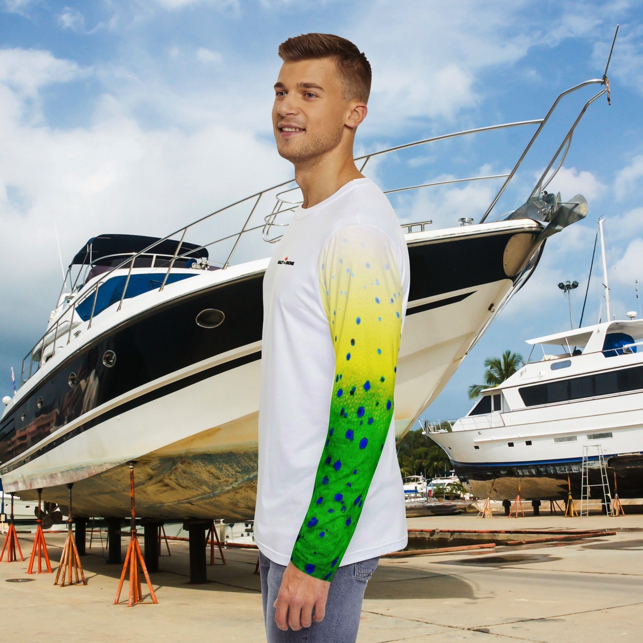 Salt Skins Men's Performance Shirt Mahi Long Sleeve Men's Shirt Fishing Performance Green