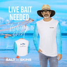 Salt Skins Men's Performance Shirt XS / Aqua Blue Live Bait Needed Long Sleeve Men's Fishing Shirt Aqua Blue
