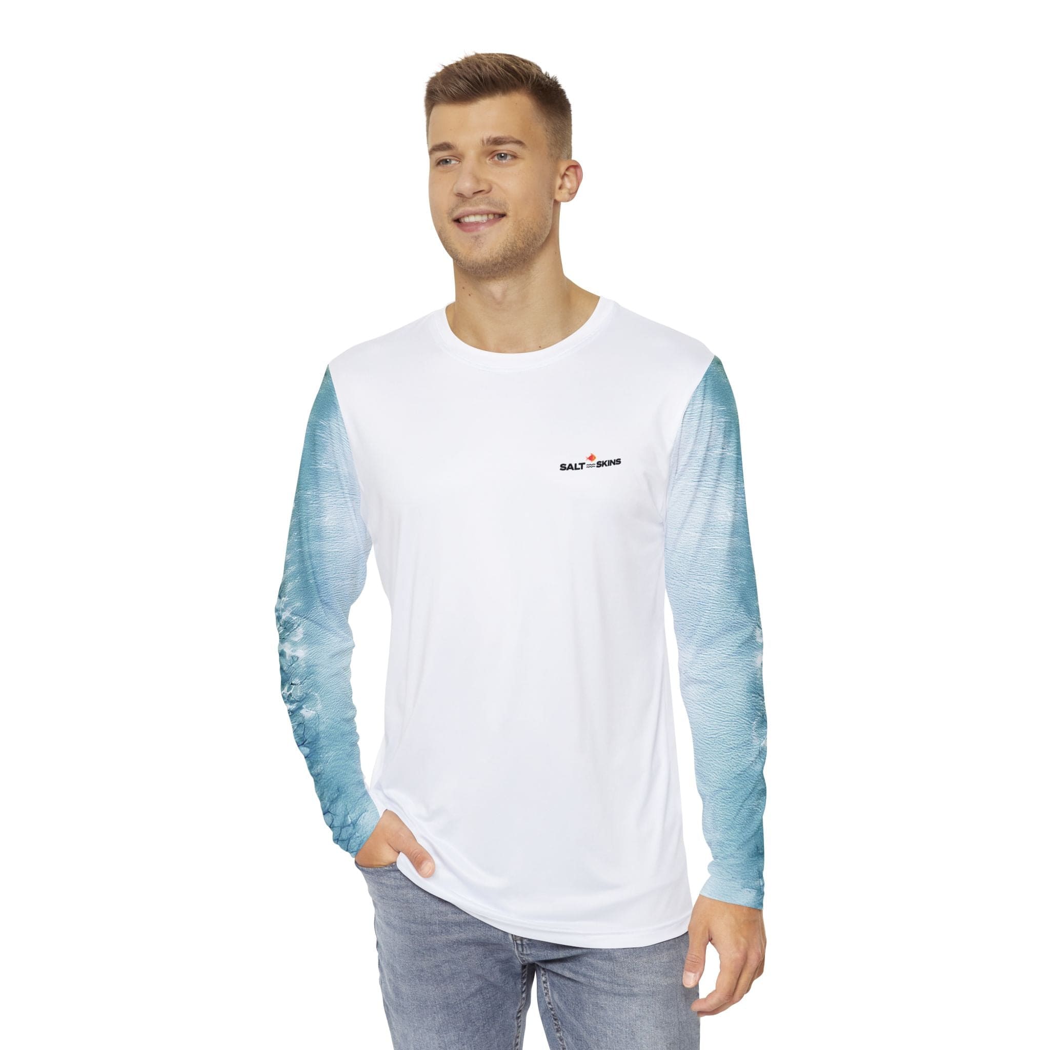 Salt Skins Men's Performance Shirt XS / Steel Blue Live Bait Needed Long Sleeve Men's Fishing Shirt Steel Blue