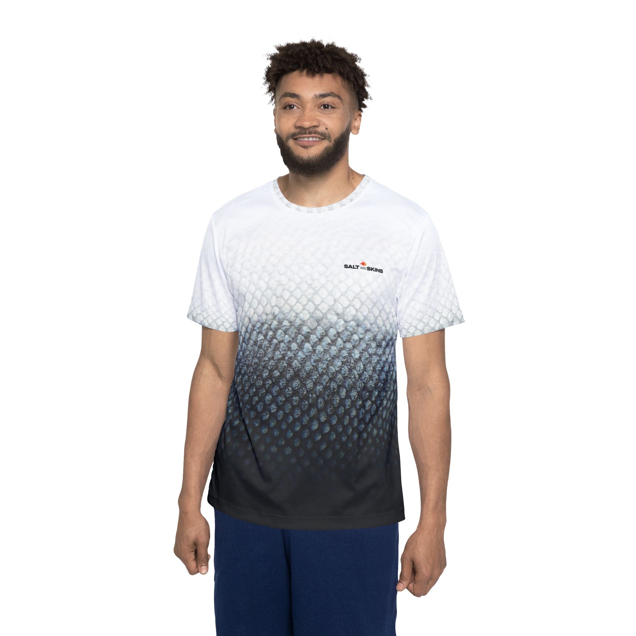 Salt Skins Men's Performance T-Shirt Black Salmon Men's Short Sleeve Performance Fishing Shirt