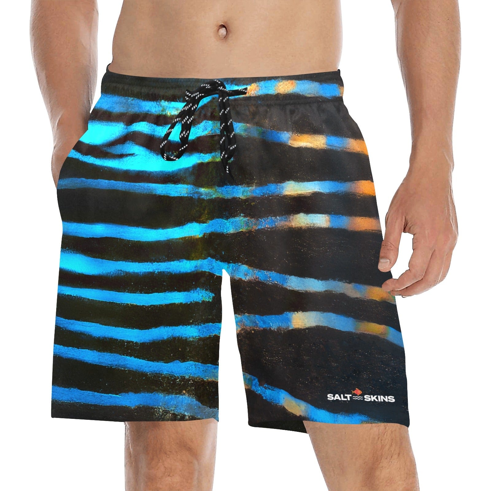 Salt Skins Men's Swimshorts Black / XS Wahoo Wave Men's Mid-Length Swim Shorts