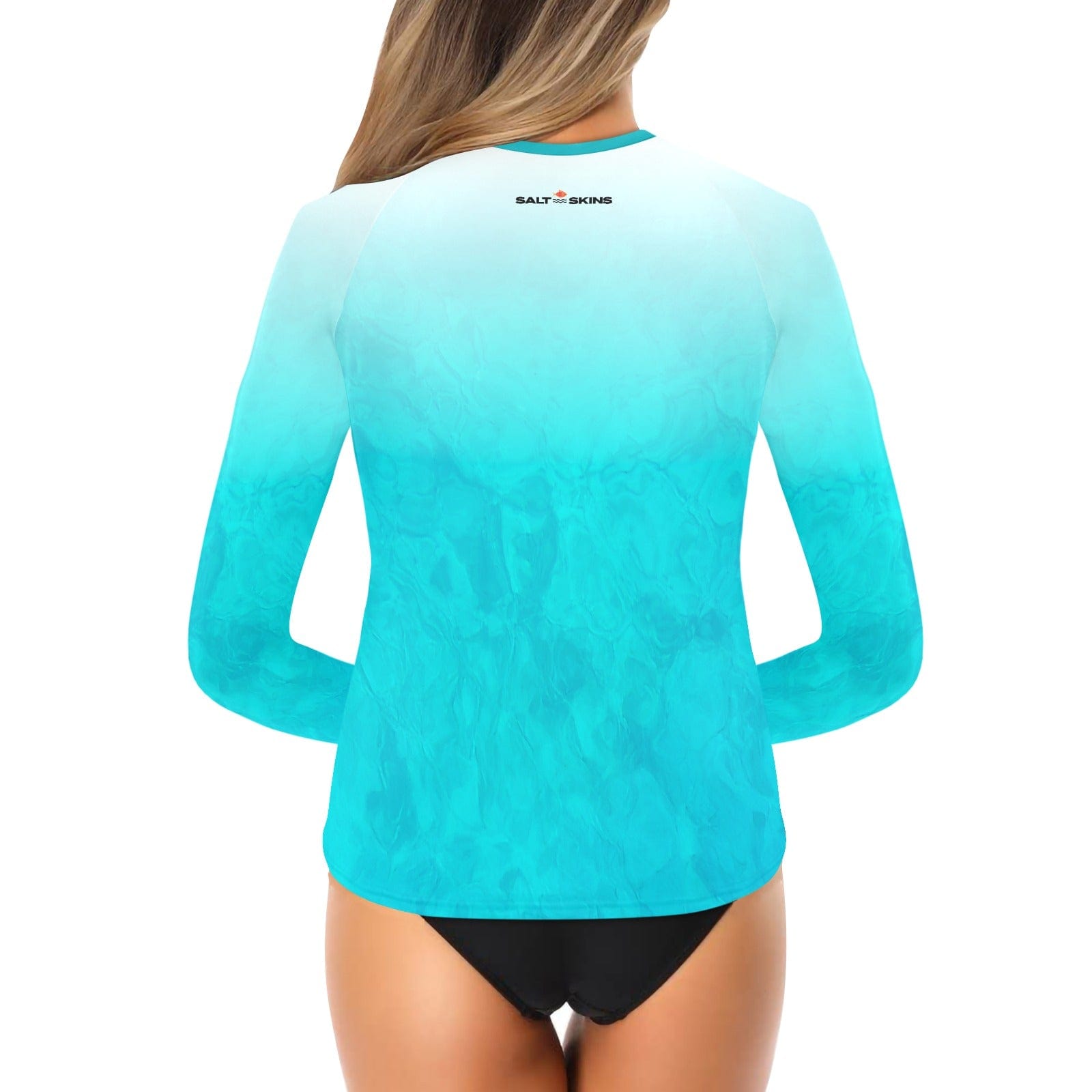 Salt Skins Rash Guard Swim Shirt Aqua Reef Water Women's Long Sleeve Swim Shirt