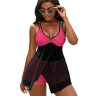 Salt Skins Two Piece Women's Swimsuit S / Hot Pink Vivid Pink Coral Split Skirt Mesh Swimsuit Set for Women