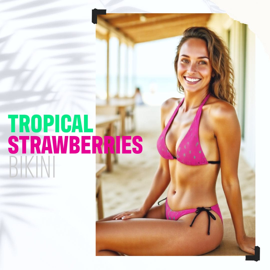 Salt Skins Two Piece Women's Swimsuit Tropical Strawberry Women's Two Piece V-Neck Bikini Swimsuit