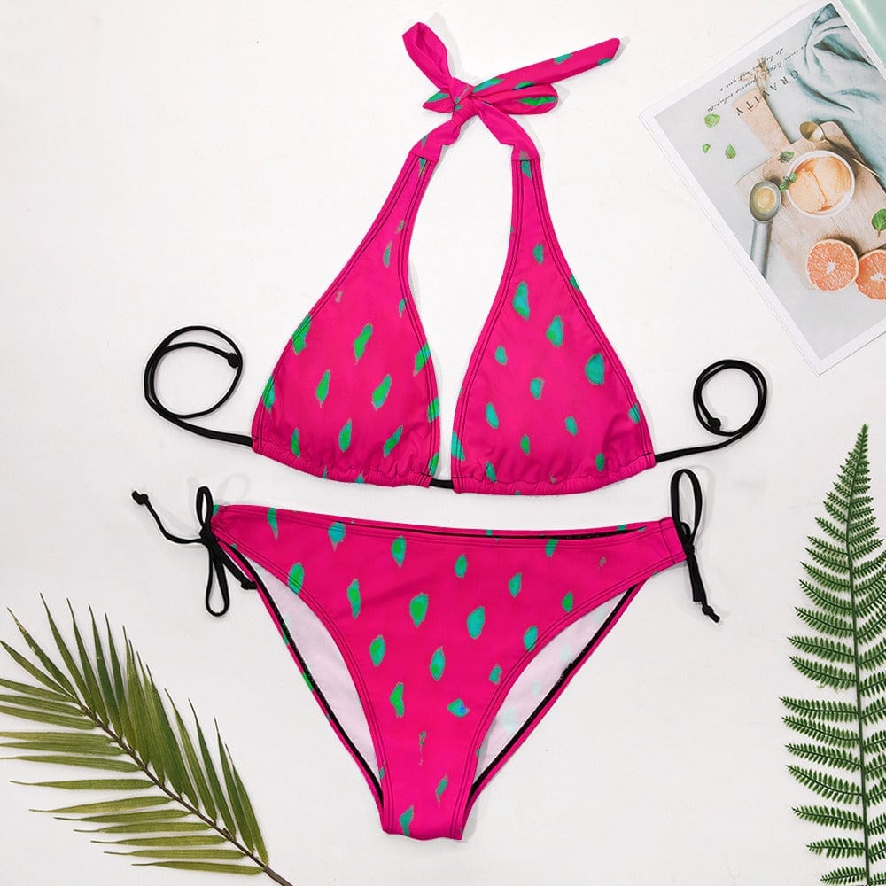 Salt Skins Two Piece Women's Swimsuit Tropical Strawberry Women's Two Piece V-Neck Bikini Swimsuit