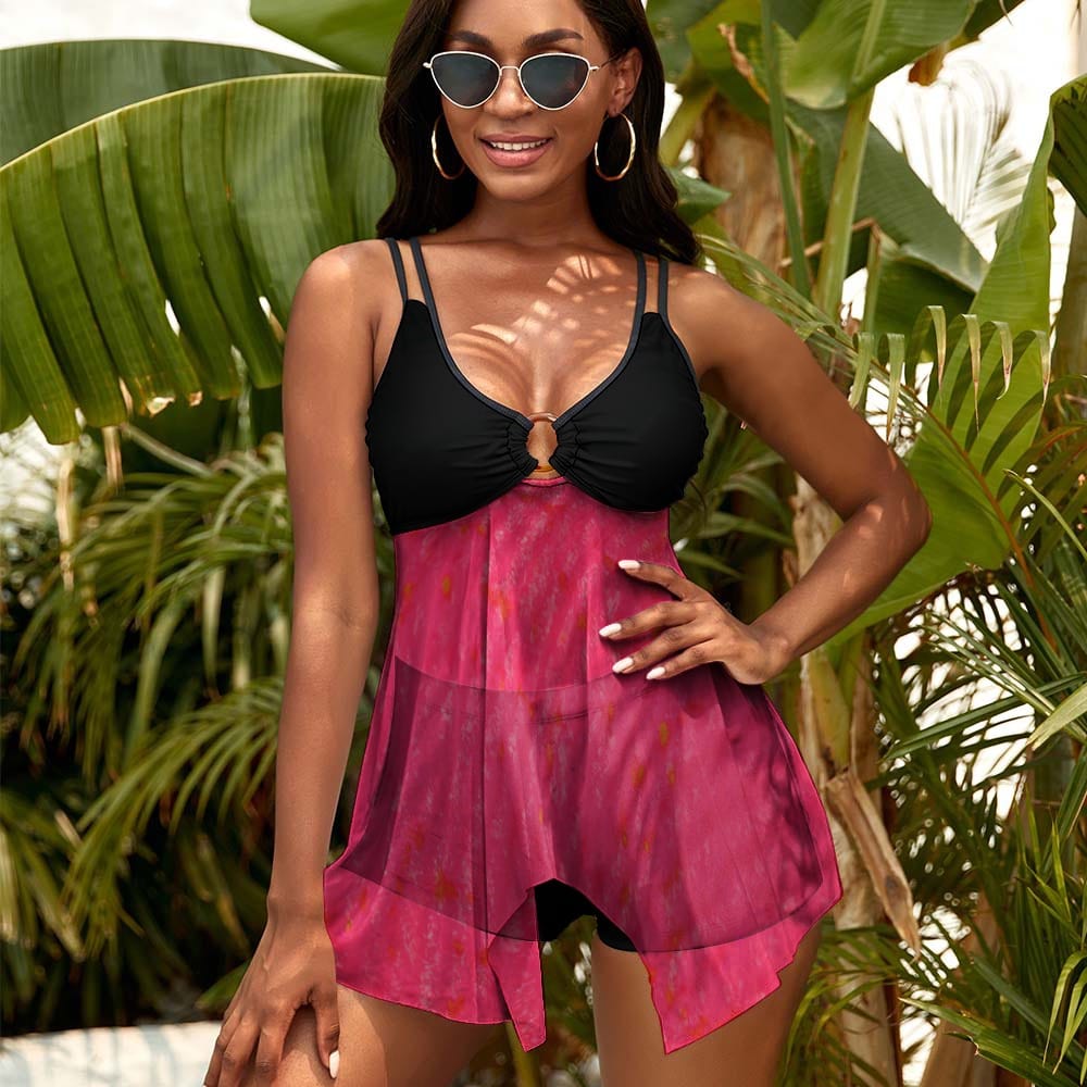 Salt Skins Two Piece Women's Swimsuit Vivid Pink Coral Skirt Swimsuit Suit