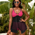 Salt Skins Two Piece Women's Swimsuit Vivid Pink Coral Split Skirt Mesh Swimsuit Set for Women