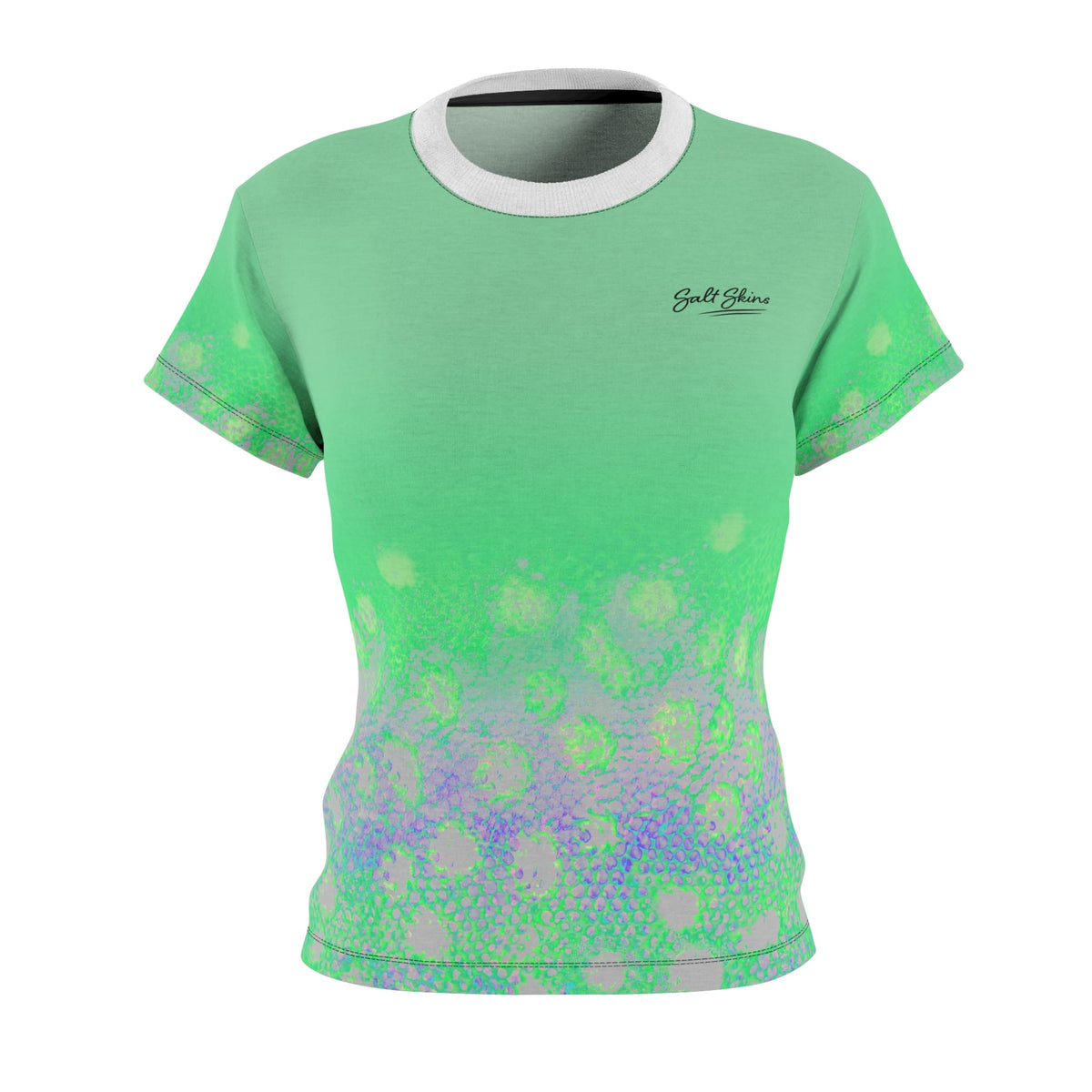 Women's Performance T-Shirt Brown Trout Performance Tee in Brilliant Green Salt Skins Apparel