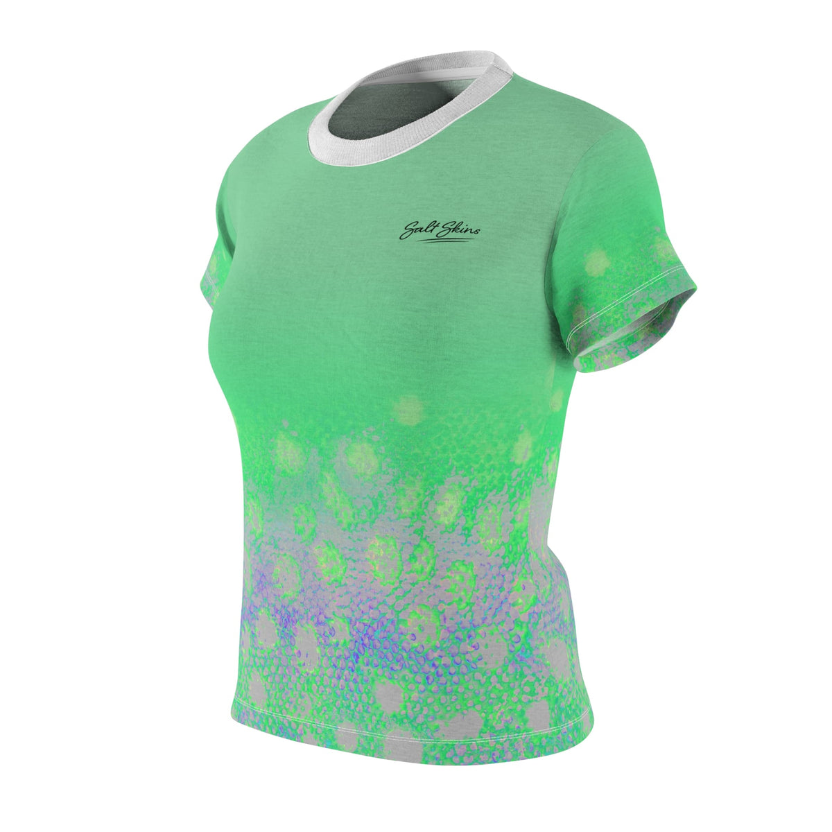 Women's Performance T-Shirt Brown Trout Performance Tee in Brilliant Green Salt Skins Apparel