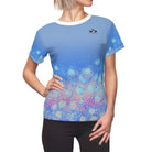 Women's Performance T-Shirt Colorado Women Flyfishers Purple Brown Trout Tee by Salt Skins Salt Skins Apparel